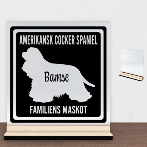 MyPets Amerikansk Cocker Spaniel | Glasskilt inkl. fod (poppel krydsfinér)