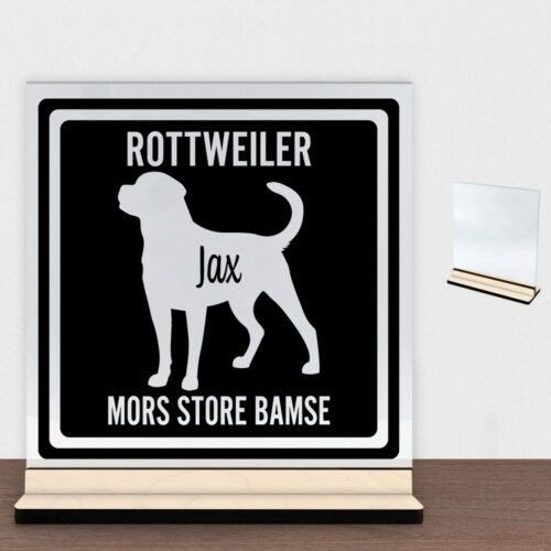MyPets Rottweiler | Glasskilt inkl. fod (poppel krydsfinér)