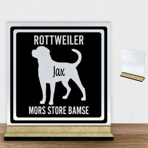 MyPets Rottweiler | Glasskilt inkl. fod (træfiber)