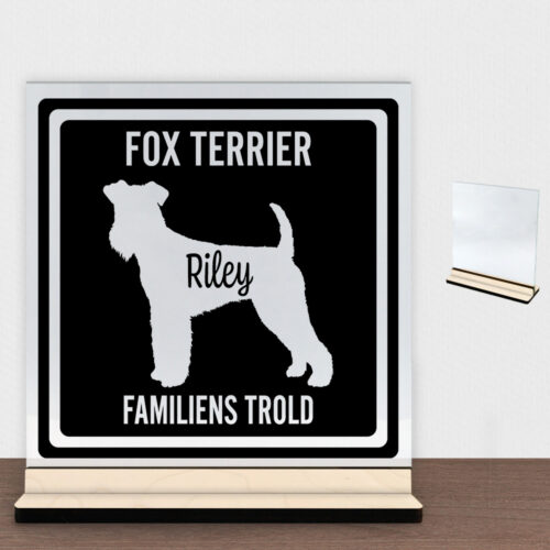 MyPets Fox Terrier | Glasskilt inkl. fod (poppel krydsfinér)