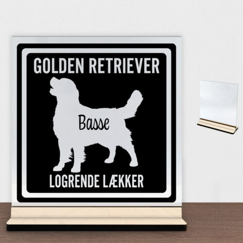 MyPets Golden Retriever | Glasskilt inkl. fod (poppel krydsfinér)