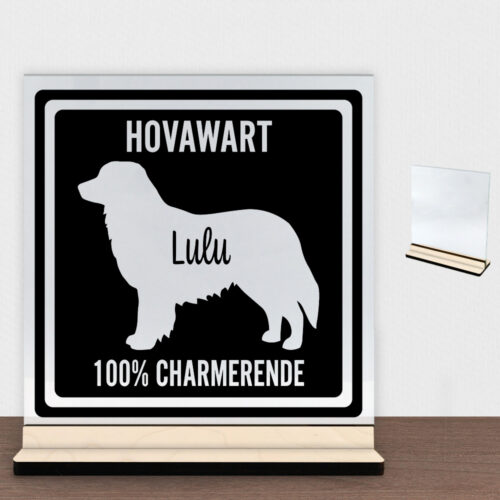 MyPets Hovawart | Glasskilt inkl. fod (poppel krydsfinér)