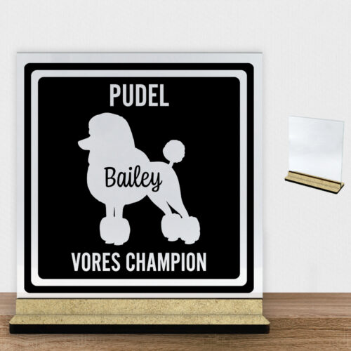 MyPets Pudel | Glasskilt inkl. fod (træfiber)