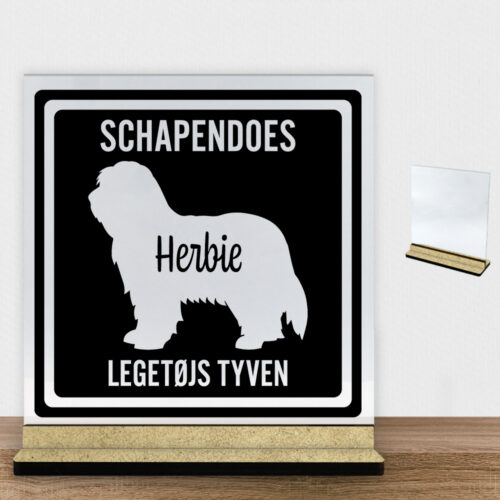 MyPets Schapendoes | Glasskilt inkl. fod (træfiber)
