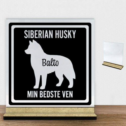 MyPets Siberian Husky | Glasskilt inkl. fod (træfiber)
