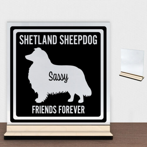 MyPets Shetland Sheepdog | Glasskilt inkl. fod (poppel krydsfinér)