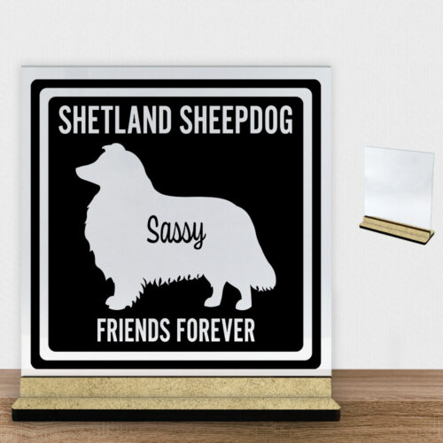 MyPets Shetland Sheepdog | Glasskilt inkl. fod (træfiber)