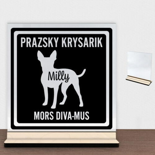 MyPets Prazsky Krysarik | Glasskilt inkl. fod (poppel krydsfinér)