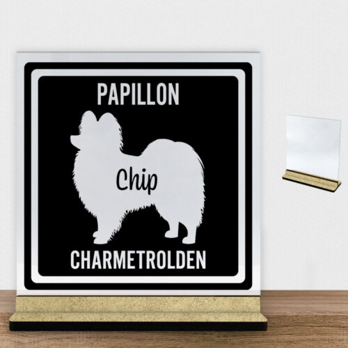 MyPets Papillon | Glasskilt inkl. fod (træfiber)