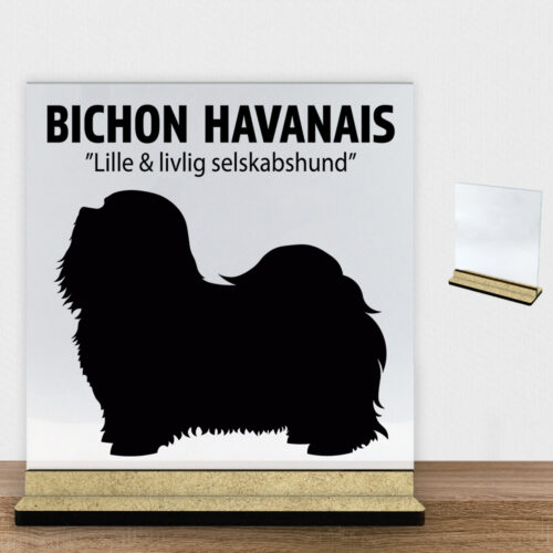 Simply Pets Bichon Havanais | Glasskilt inkl. fod (træfiber)