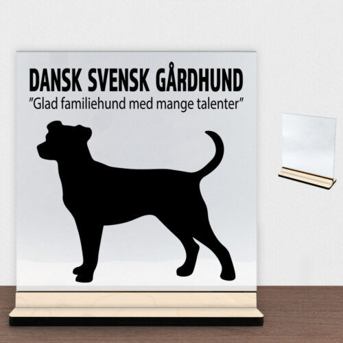 Simply Pets Dansk Svensk Gårdhund | Glasskilt inkl. fod (poppel krydsfinér)