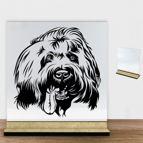 DogFace Briard | Glasskilt inkl. fod (træfiber)