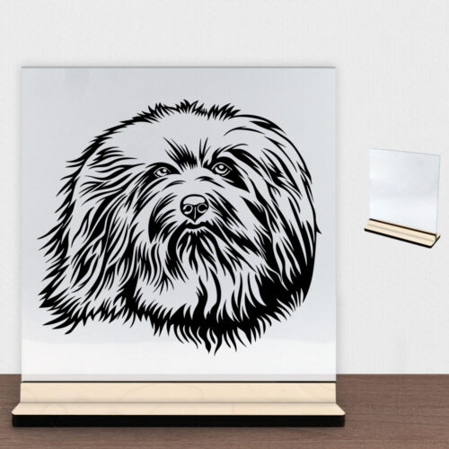 DogFace Havanese | Glasskilt inkl. fod (poppel krydsfinér)