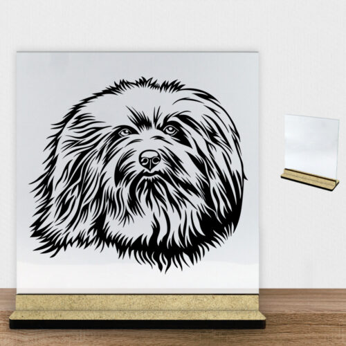 DogFace Havanese | Glasskilt inkl. fod (træfiber)