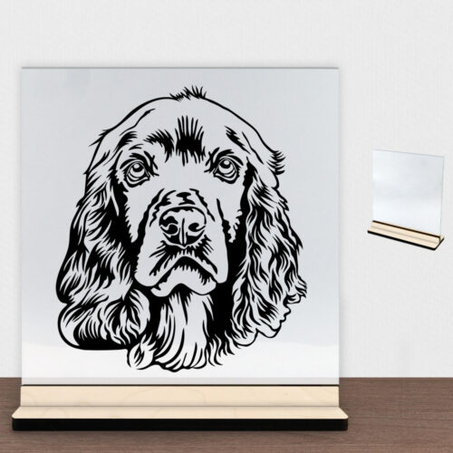 DogFace Cocker Spaniel | Glasskilt inkl. fod (poppel krydsfinér)