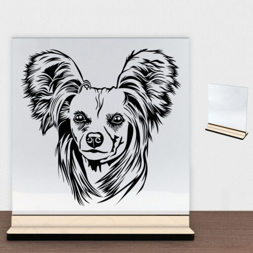 DogFace Chinese Crested | Glasskilt inkl. fod (poppel krydsfinér)