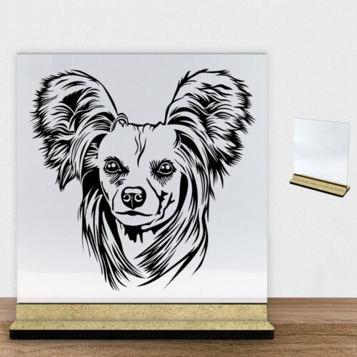 DogFace Chinese Crested | Glasskilt inkl. fod (træfiber)