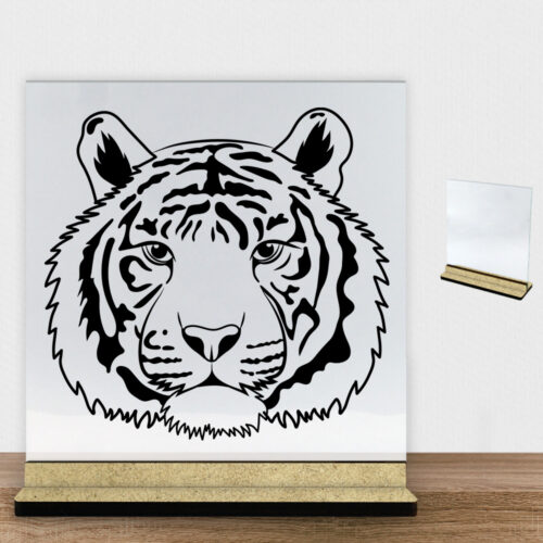 TigerFace design 1 | Glasskilt inkl. fod (træfiber)