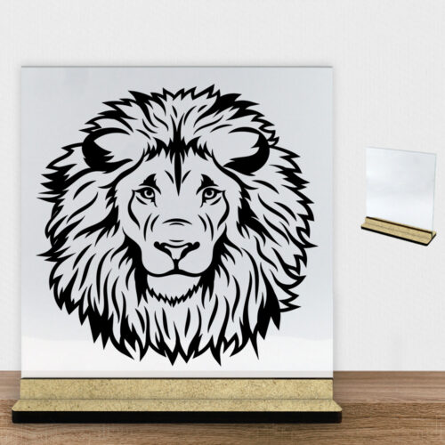 LionFace design 1 | Glasskilt inkl. fod (træfiber)