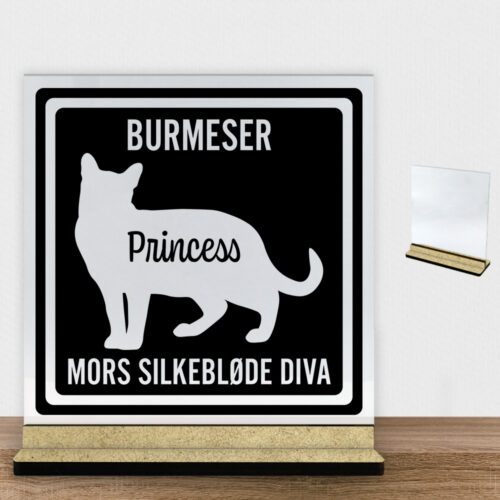 MyPets Burmeser | Glasskilt inkl. fod (træfiber)