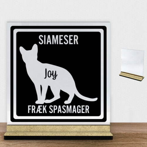 MyPets Siameser | Glasskilt inkl. fod (træfiber)