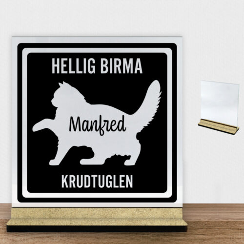 MyPets Hellig Birma | Glasskilt inkl. fod (træfiber)