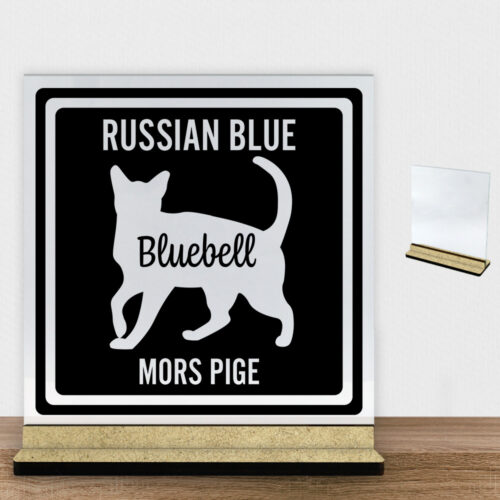MyPets Russian Blue | Glasskilt inkl. fod (træfiber)
