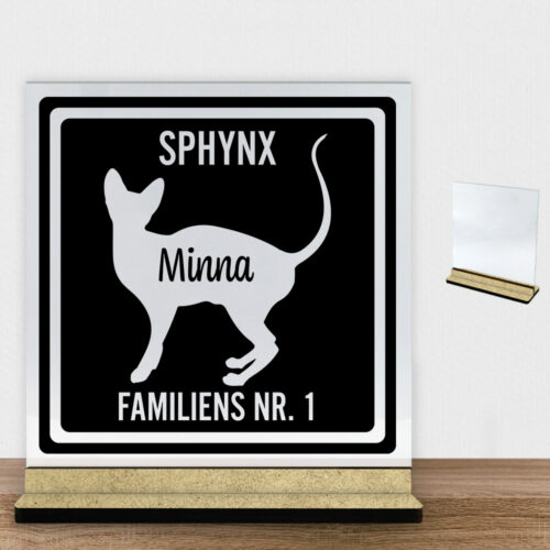 MyPets Sphynx | Glasskilt inkl. fod (træfiber)