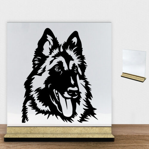 DogFace Tervueren | Glasskilt inkl. fod (træfiber)