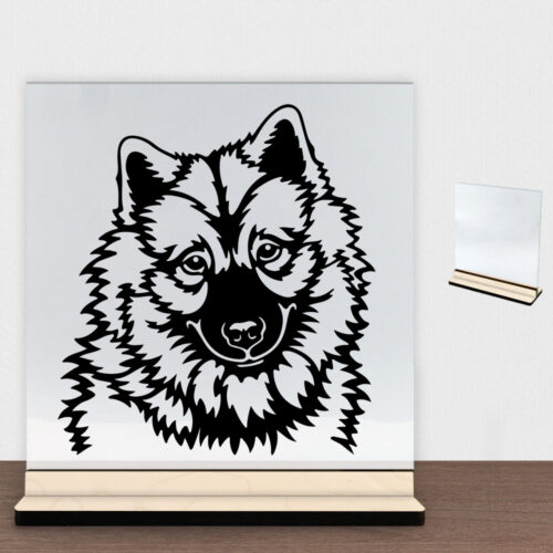 DogFace Eurasier | Glasskilt inkl. fod (poppel krydsfinér)