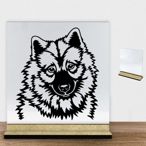 DogFace Eurasier | Glasskilt inkl. fod (træfiber)