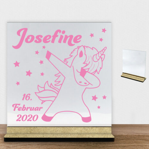 Enhjørning design 12 | Glasskilt inkl. fod (træfiber)