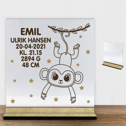 Abe design 1 | Glasskilt inkl. fod (træfiber)