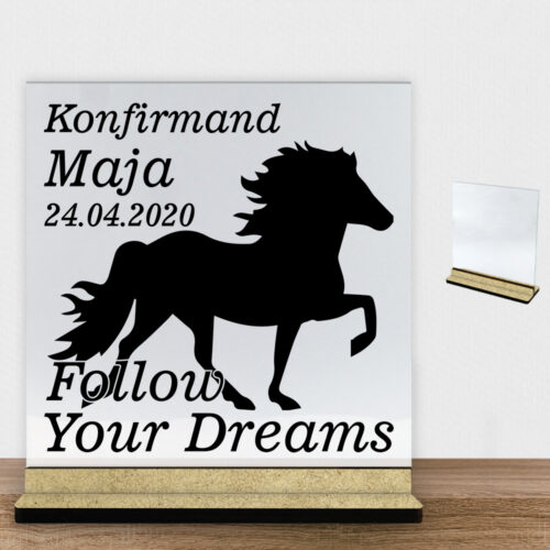 Konfirmation design 4 | Glasskilt inkl. fod (træfiber)