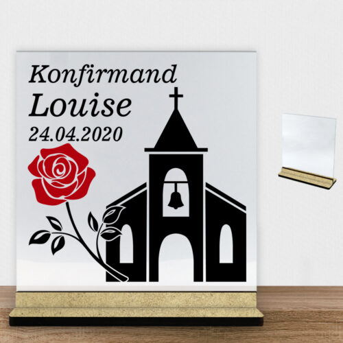 Konfirmation design 6 | Glasskilt inkl. fod (træfiber)