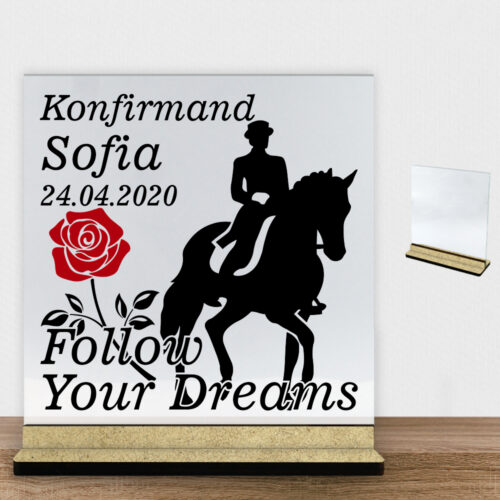 Konfirmation design 7 | Glasskilt inkl. fod (træfiber)