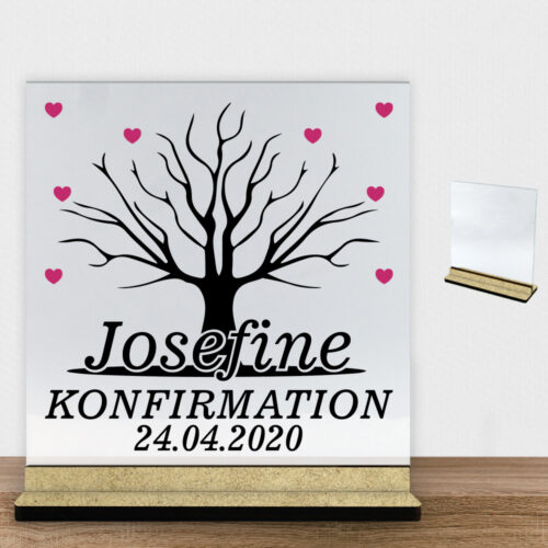 Konfirmation design 9 | Glasskilt inkl. fod (træfiber)