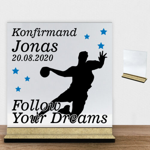 Konfirmation design 18 | Glasskilt inkl. fod (træfiber)