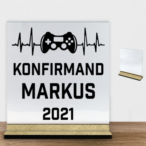 Konfirmation design 19 | Glasskilt inkl. fod (træfiber)