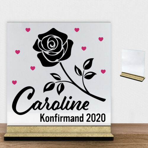 Konfirmation design 20 | Glasskilt inkl. fod (træfiber)