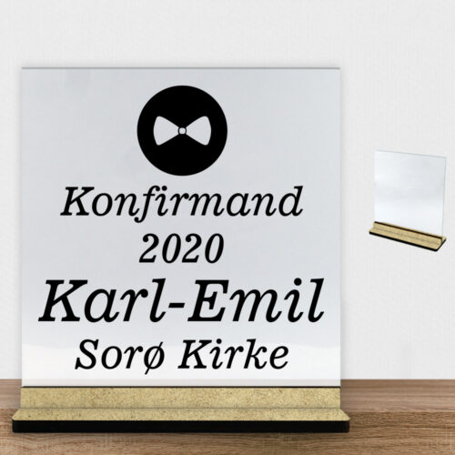 Konfirmation design 22 | Glasskilt inkl. fod (træfiber)