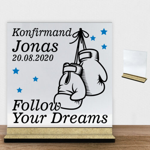 Konfirmation design 24 | Glasskilt inkl. fod (træfiber)