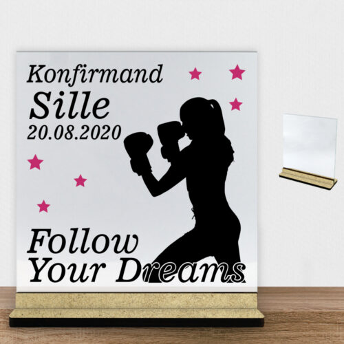 Konfirmation design 25 | Glasskilt inkl. fod (træfiber)