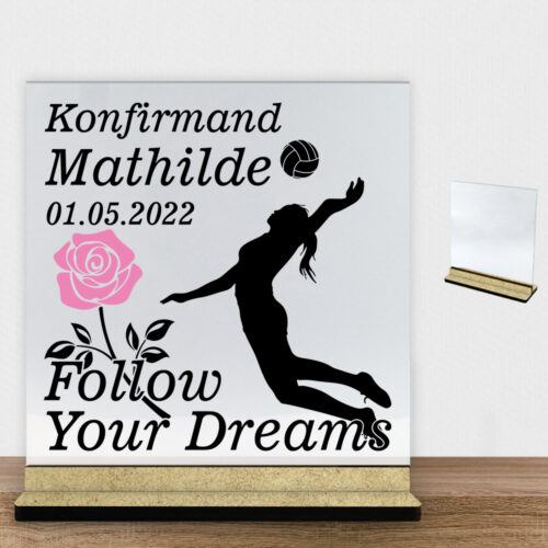 Konfirmation design 27 | Glasskilt inkl. fod (træfiber)