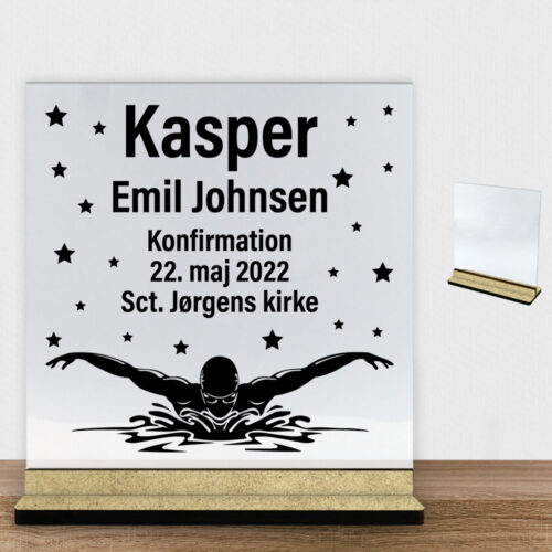 Konfirmation design 28 | Glasskilt inkl. fod (træfiber)