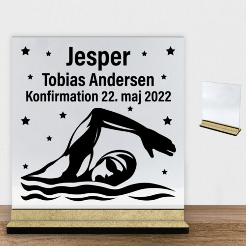 Konfirmation design 30 | Glasskilt inkl. fod (træfiber)