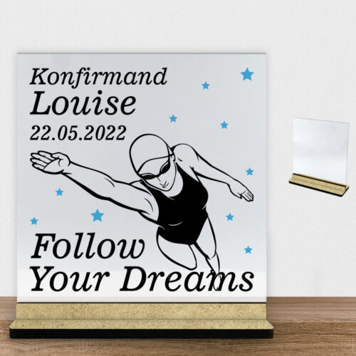 Konfirmation design 32 | Glasskilt inkl. fod (træfiber)