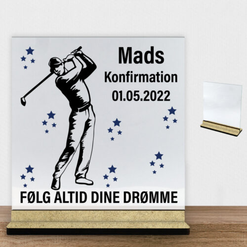Konfirmation design 34 | Glasskilt inkl. fod (træfiber)