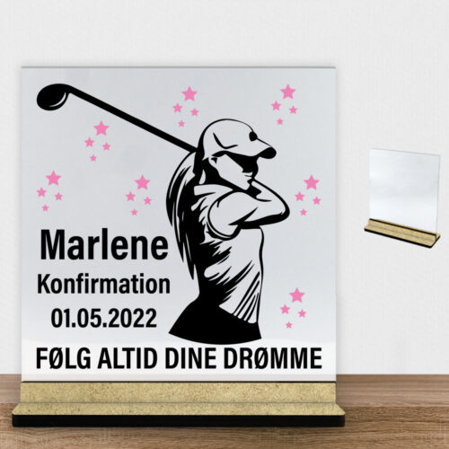 Konfirmation design 35 | Glasskilt inkl. fod (træfiber)