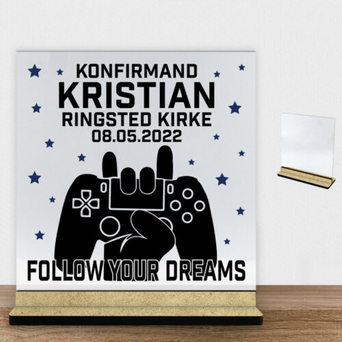 Konfirmation design 36 | Glasskilt inkl. fod (træfiber)